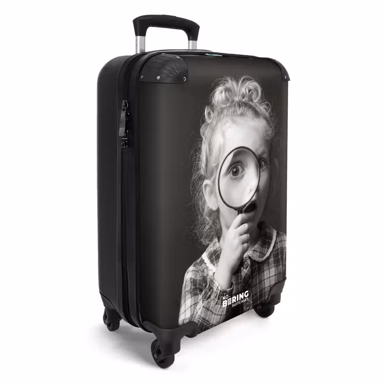 Koffer - Kind – Lupe – Porträt – Schwarz-Weiß - Kind - Vergrootglas - Portret - Zwart-wit NBS - Handbagage koffer - Volwassenen Unisex middel