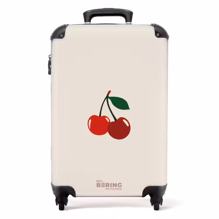Kers op beige achtergrond NBS - Handbagage koffer - Unisex middel -productfoto_recht