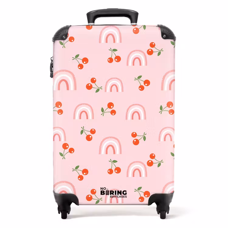 Kersen en regenboogpatroon NBS - Handbagage koffer - Unisex middel -productfoto_recht