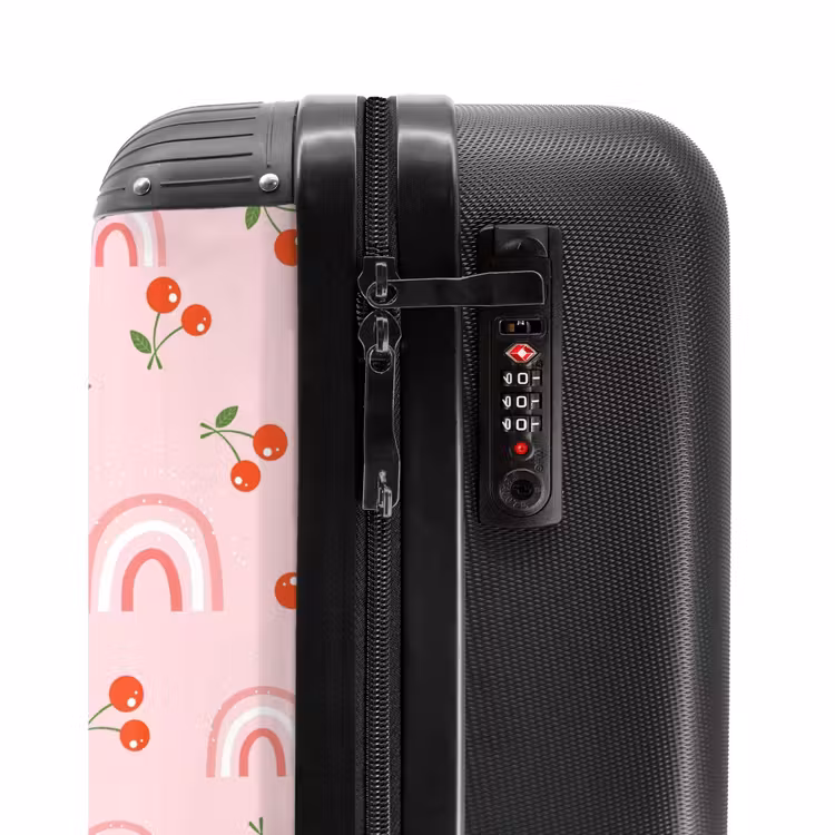 Kersen en regenboogpatroon NBS - Handbagage koffer - Unisex middel -slot