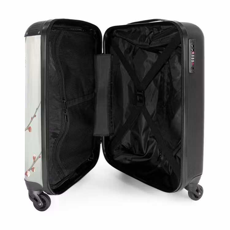 Koffer - Kirschen – Blüten – Grün - Kersen - Bloesem - Groen NBS - Handbagage koffer - Volwassenen Unisex middel