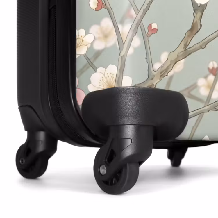 Koffer - Kirschen – Blüten – Grün - Kersen - Bloesem - Groen NBS - Handbagage koffer - Volwassenen Unisex middel