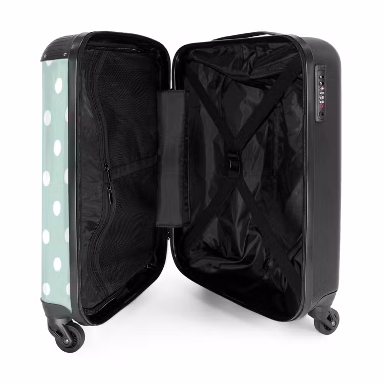Koffer - Klassik – Polka – Grün - Klassiek - Polka - Groen NBS - Handbagage koffer - Vrouwen middel