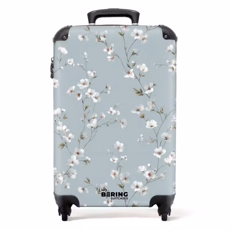 Klassiek - Bloemen - Blauw NBS - Handbagage koffer - Volwassenen Unisex middel -productfoto_recht