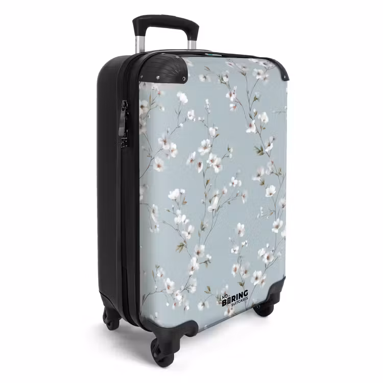 Klassiek - Bloemen - Blauw NBS - Handbagage koffer - Volwassenen Unisex middel -productfoto_3d