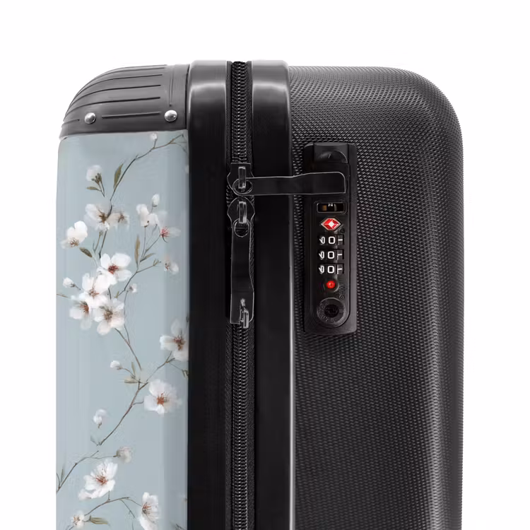 Klassiek - Bloemen - Blauw NBS - Handbagage koffer - Volwassenen Unisex middel -slot