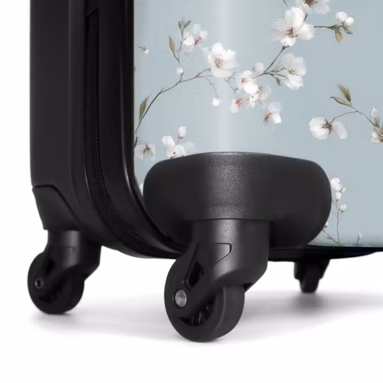 Klassiek - Bloemen - Blauw NBS - Handbagage koffer - Volwassenen Unisex middel -wiel