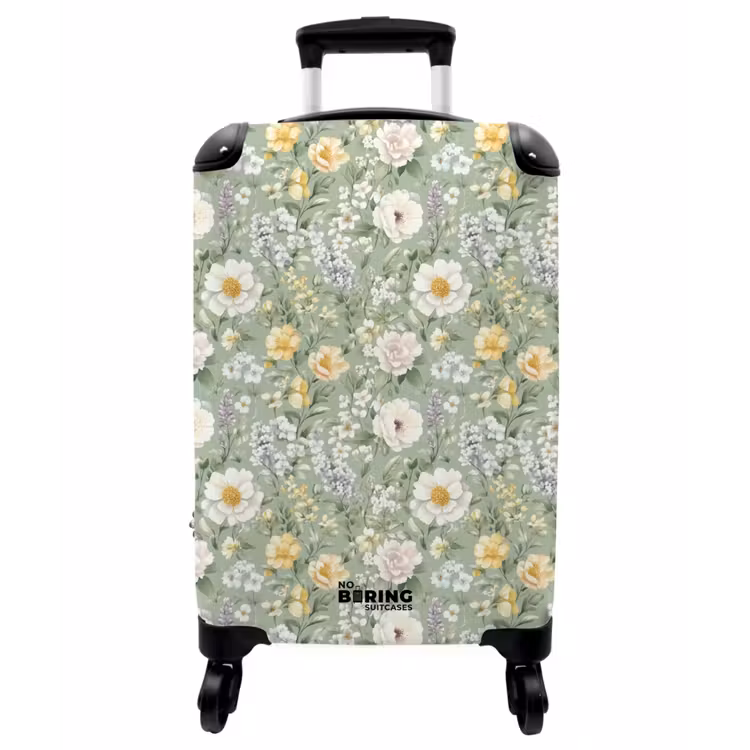 Koffer - Klassisch – Blumenmuster – Bunt - Klassiek - Bloemenpatroon - Kleurrijk NBS - Handbagage koffer - Vrouwen middel