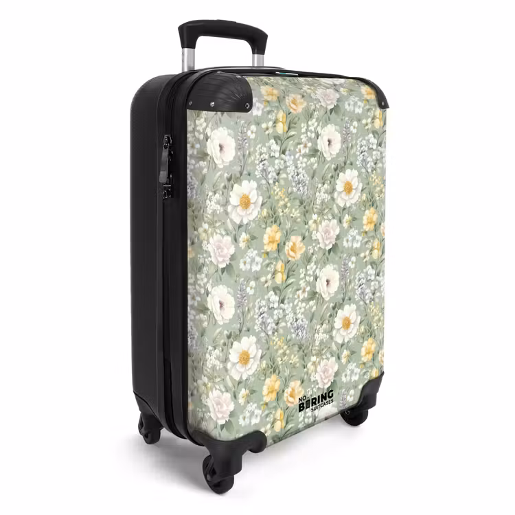 Koffer - Klassisch – Blumenmuster – Bunt - Klassiek - Bloemenpatroon - Kleurrijk NBS - Handbagage koffer - Vrouwen middel