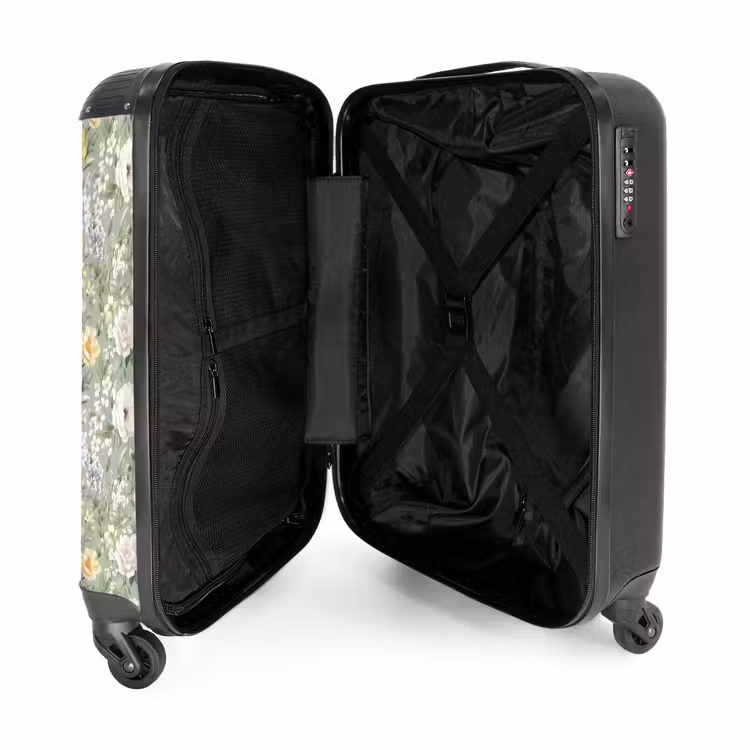 Koffer - Klassisch – Blumenmuster – Bunt - Klassiek - Bloemenpatroon - Kleurrijk NBS - Handbagage koffer - Vrouwen middel