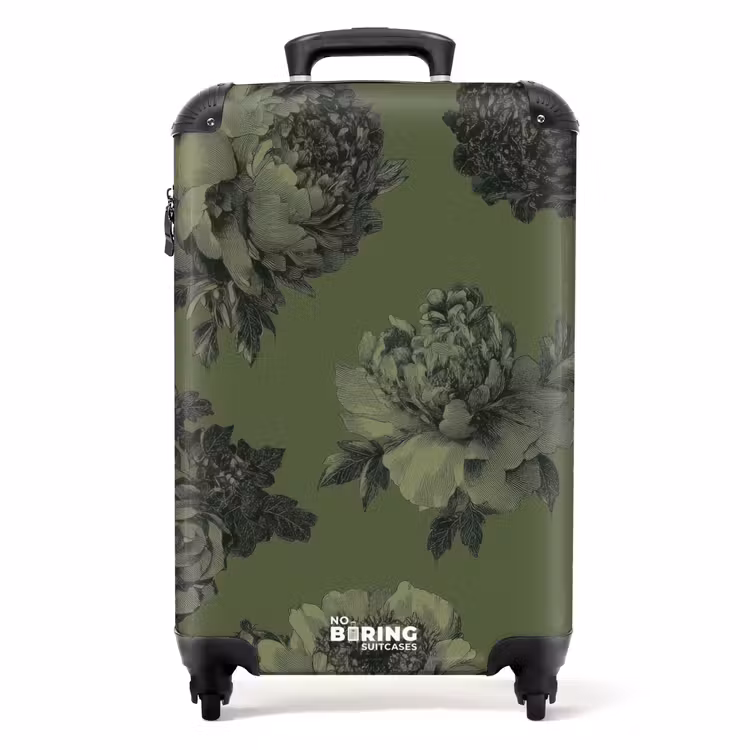 Koffer - Klassisch – botanisch – olivgrün – Blumen - Klassiek - botanisch - olijfgroen - bloemen NBS - Handbagage koffer - Volwassenen Unisex middel