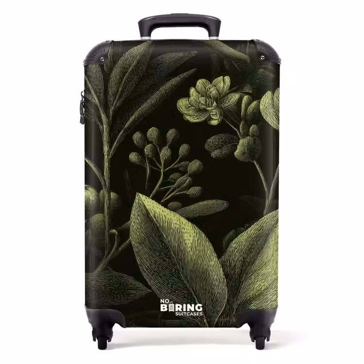 Koffer - Klassisch – Dunkel – Botanisch – Pflanzen - Klassiek - Donker - Botanisch - Planten NBS - Handbagage koffer - Volwassenen Unisex middel