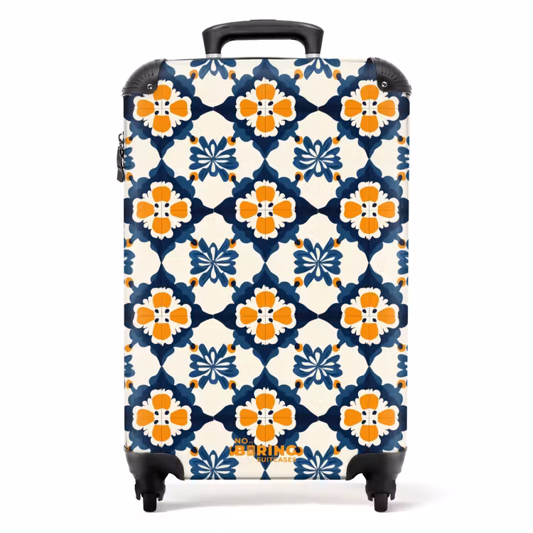 Klassiek - Geometrisch - Blauw NBS - Handbagage koffer - Volwassenen Unisex middel -productfoto_recht