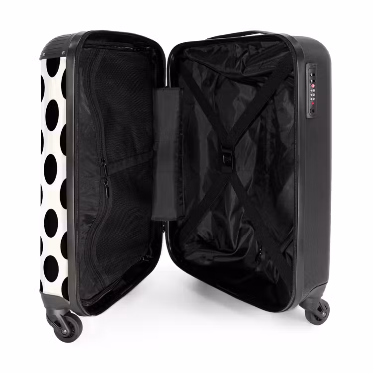 Klassiek - Stippen - Zwart NBS - Handbagage koffer - Volwassenen Unisex middel -binnenkant