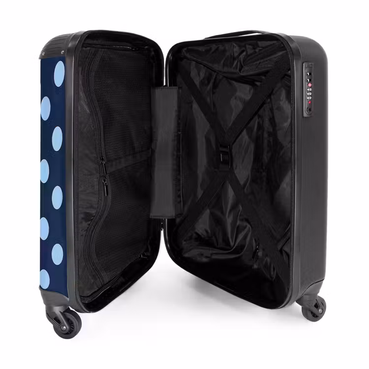 Koffer - Klassisch – Punkte – Blau - Klassiek - Dots - Blauw NBS - Handbagage koffer - Vrouwen middel