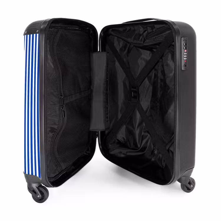 Koffer - Klassisch – Streifen – Blau - Klassiek - Strepen - Blauw NBS - Handbagage koffer - Vrouwen middel