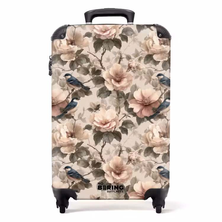 Klassiek - Vogels - Kleurrijk NBS - Handbagage koffer - Volwassenen Unisex middel -productfoto_recht