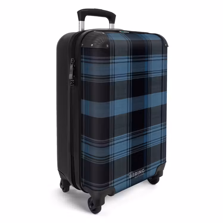 Klassiek geruit patroon in blauw tinten NBS - Handbagage koffer - Unisex middel -productfoto_3d