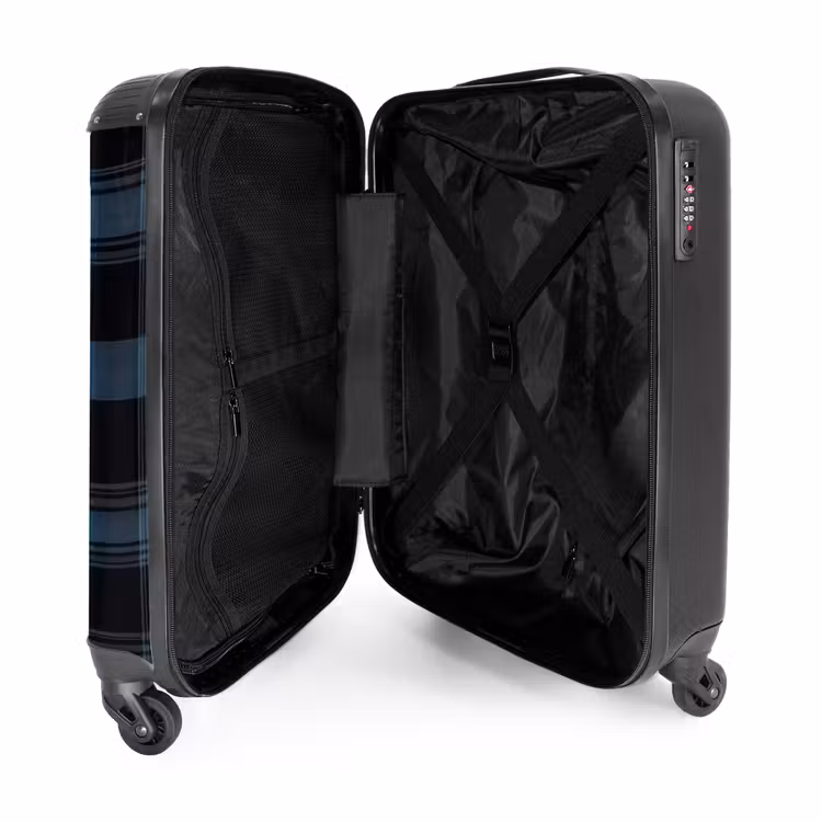 Klassiek geruit patroon in blauw tinten NBS - Handbagage koffer - Unisex middel -binnenkant