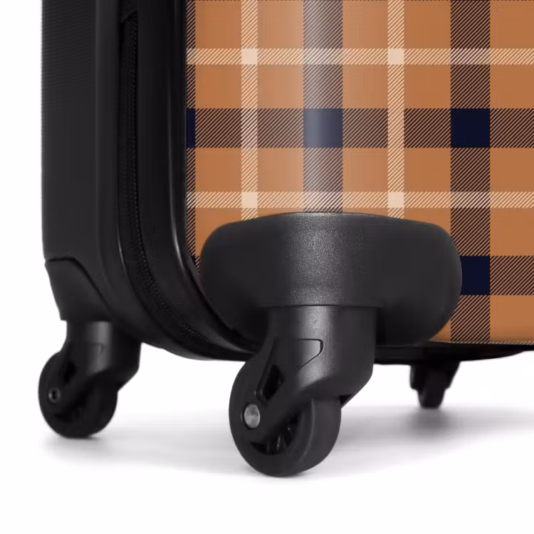 Klassiek dambordpatroon in camel en zwart NBS - Handbagage koffer - Kinderen Unisex middel -wiel