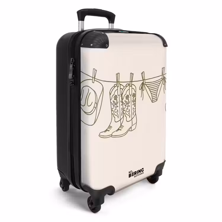Koffer - Kleidung – Wäscheleine – Sommer – Strichzeichnung – Grün - Kleding - Waslijn - Zomer - Lijntekening - Groen NBS - Handbagage koffer - Vrouwen middel