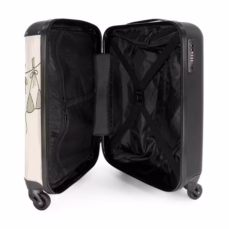Koffer - Kleidung – Wäscheleine – Sommer – Strichzeichnung – Grün - Kleding - Waslijn - Zomer - Lijntekening - Groen NBS - Handbagage koffer - Vrouwen middel