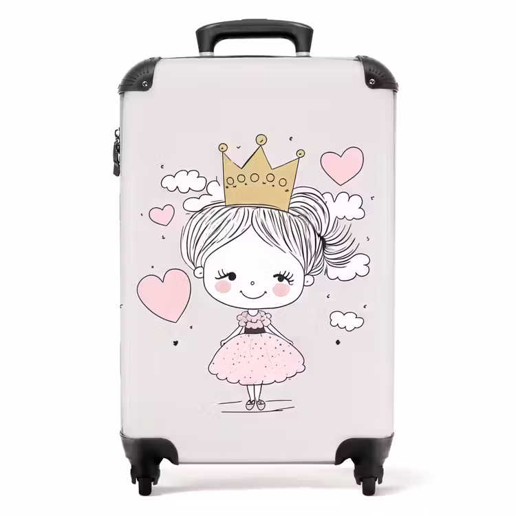 Kleine prinses met hartjes NBS - Handbagage koffer - Unisex middel -productfoto_recht