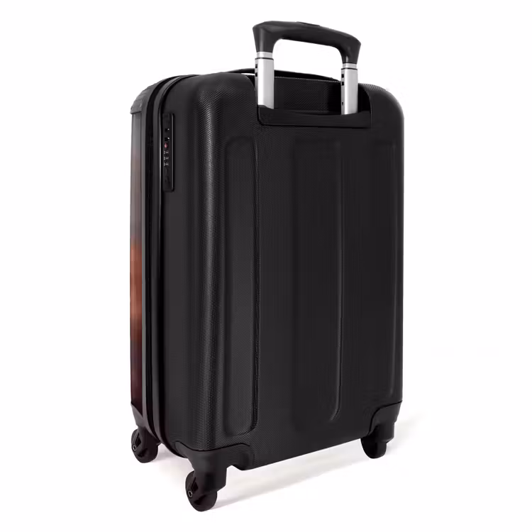 Koffer - Paard - Bloemen - Natuur - Paars - Dieren NBS - Handbagage koffer - Unisex middel -achterkant
