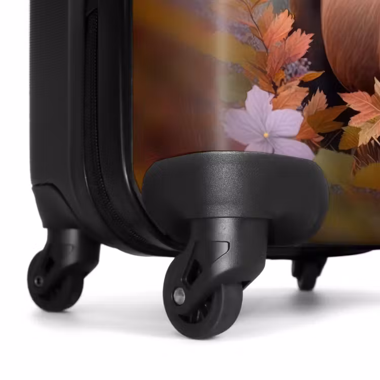 Koffer - Paard - Bloemen - Natuur - Paars - Dieren Koffer - NBS - Handbagage middel -wiel
