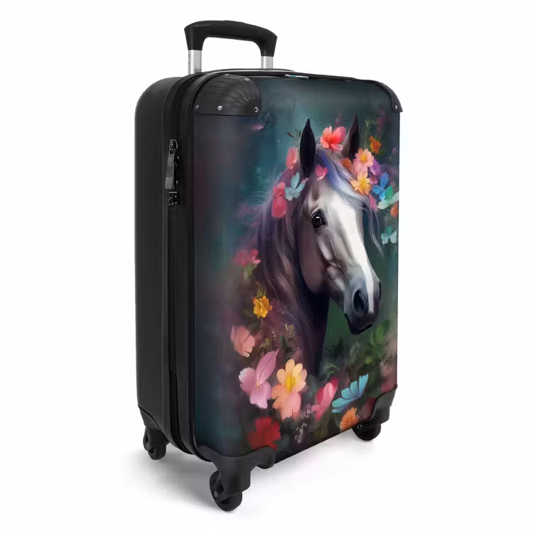 Koffer - Paard - Natuur - Bloemen - Bos - Dieren NBS - Handbagage koffer - Unisex middel -productfoto_3d