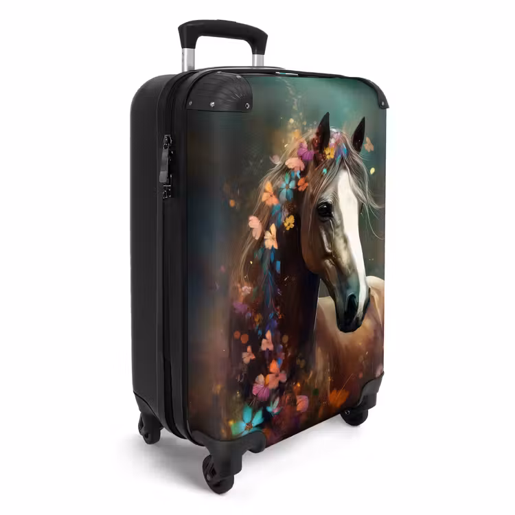 Koffer - Dieren - Paard - Natuur - Vlinder - Bloemen Koffer - NBS - Handbagage middel -productfoto_3d