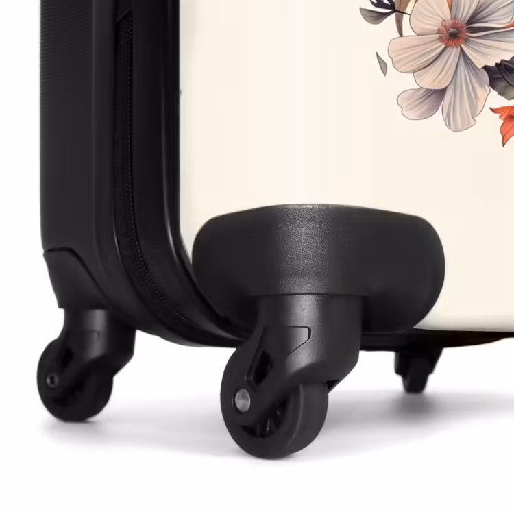 Wit paardenhoofd omringd door bloemen en vlinders Koffer - NBS - Handbagage middel -wiel