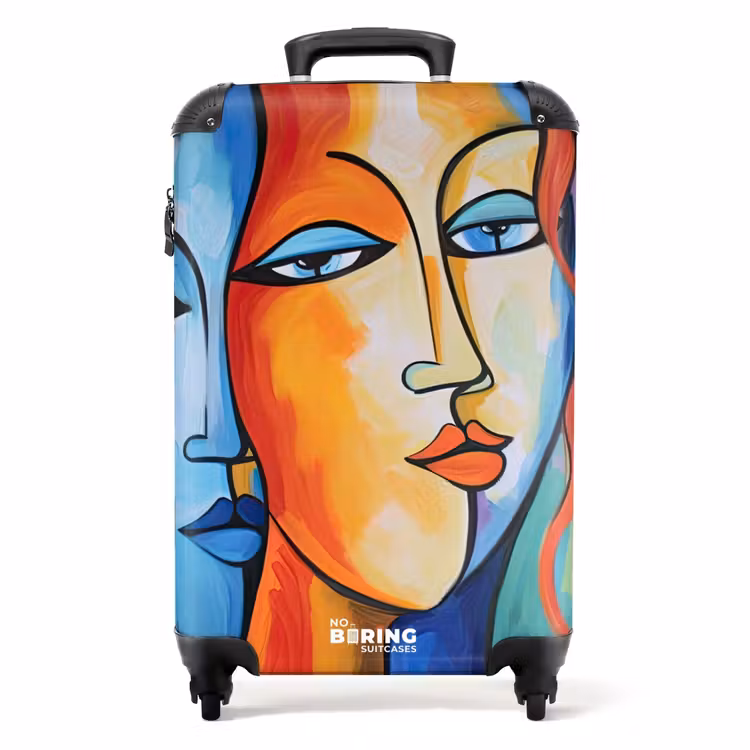 Hoofd - Olieverf - Schilderij - Kleurrijk NBS - Handbagage koffer - Unisex middel -productfoto_recht