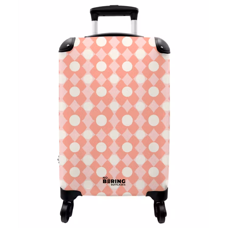 Koffer - Koralle – Retro – Geometrisch – Muster - Koraal - Retro - Geometrisch - Patroon NBS - Handbagage koffer - Vrouwen middel