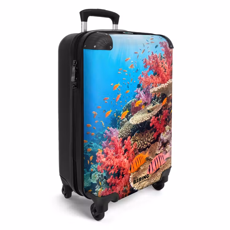 Koffer - Korallenriff – Fische – Unterwasser – Tropisch – Rot - Koraalrif - Vissen - Onderwater - Tropisch - Rood NBS - Handbagage koffer - Volwassenen Unisex middel