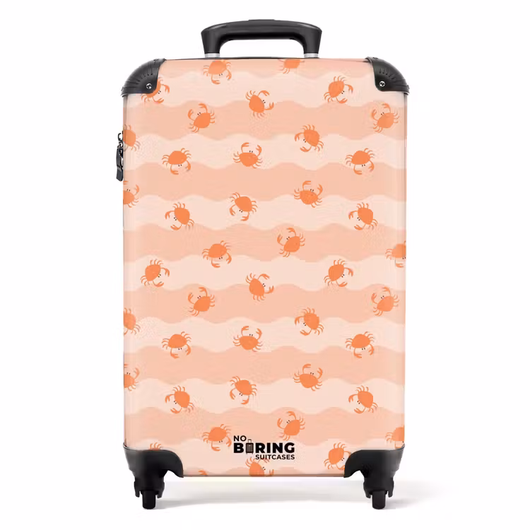 Krab patroon roze oranje NBS - Handbagage koffer - Kinderen Unisex middel -productfoto_recht