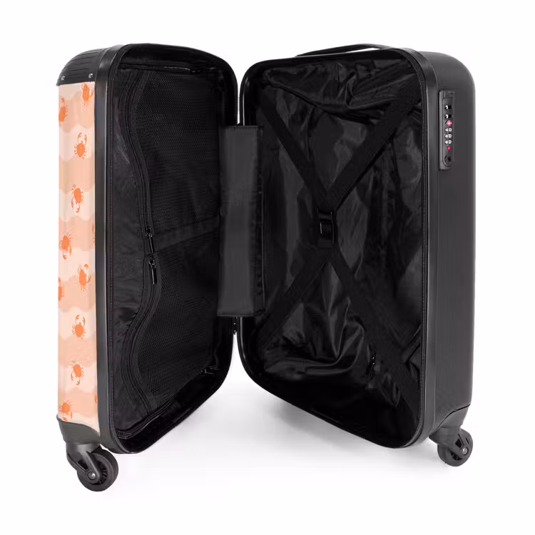 Krab patroon roze oranje NBS - Handbagage koffer - Kinderen Unisex middel -binnenkant