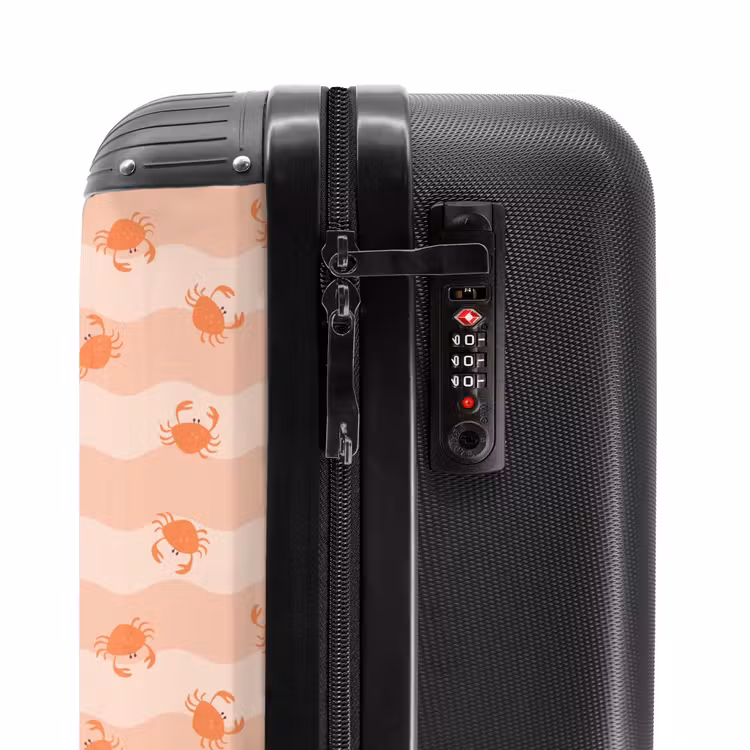 Krab patroon roze oranje NBS - Handbagage koffer - Kinderen Unisex middel -slot