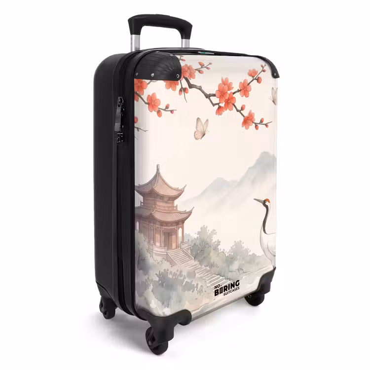 Koffer - Kranich – Asien – Klassik - Kraanvogel - Azië - Klassiek NBS - Handbagage koffer - Volwassenen Unisex middel