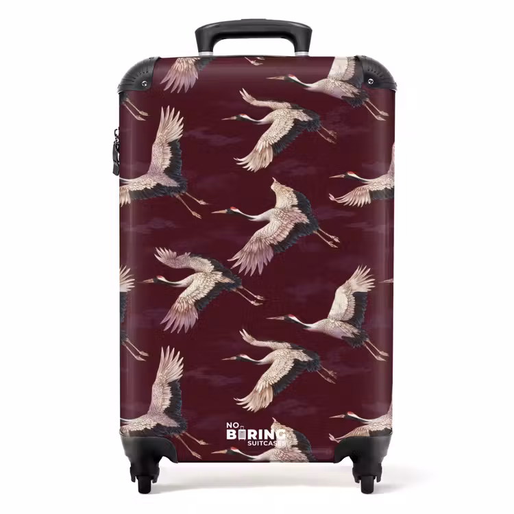 Kraanvogels - Klassiek - Bordeaux NBS - Handbagage koffer - Volwassenen Unisex middel -productfoto_recht