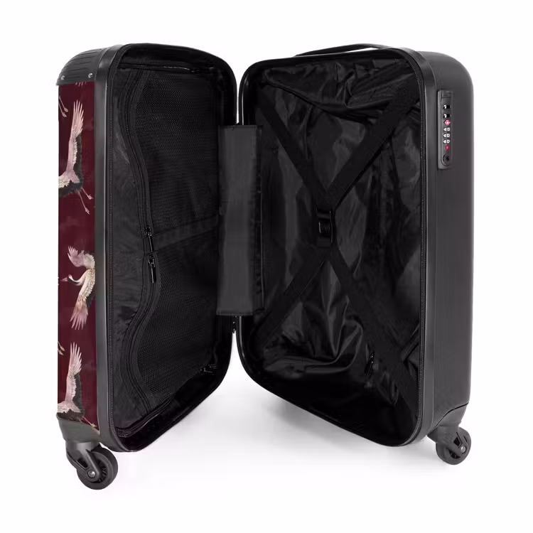 Kraanvogels - Klassiek - Bordeaux NBS - Handbagage koffer - Volwassenen Unisex middel -binnenkant
