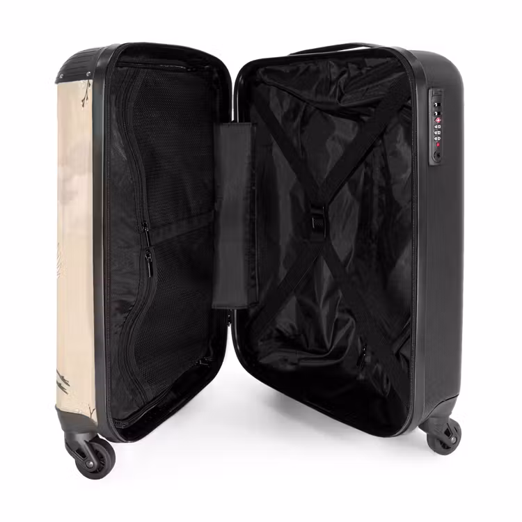 Koffer - Kraniche – Blüten – Beige - Kraanvogels - Bloesem - Beige NBS - Handbagage koffer - Volwassenen Unisex middel