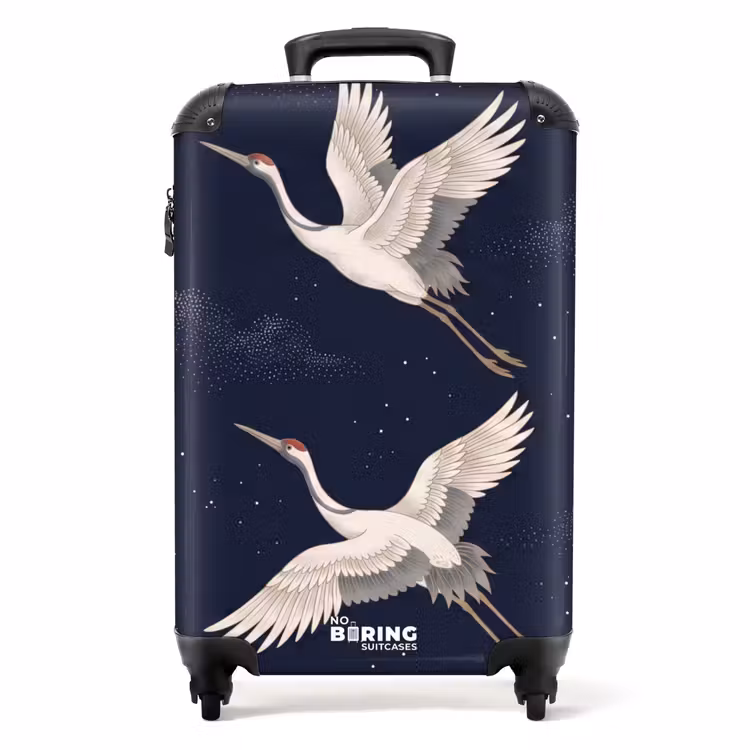 Koffer - Kraniche – Nachthimmel – Blau - Kraanvogels - Nachthemel - Blauw NBS - Handbagage koffer - Volwassenen Unisex middel