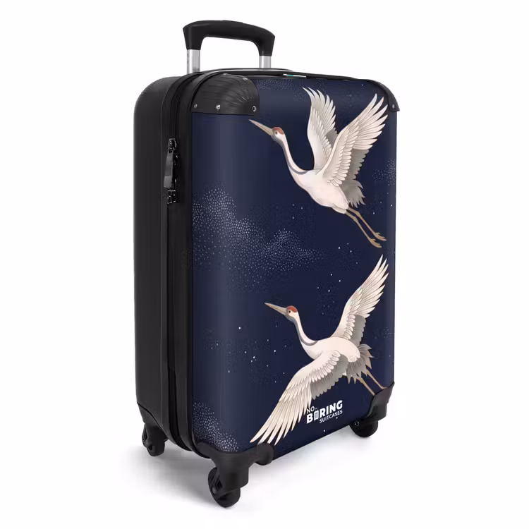 Koffer - Kraniche – Nachthimmel – Blau - Kraanvogels - Nachthemel - Blauw NBS - Handbagage koffer - Volwassenen Unisex middel