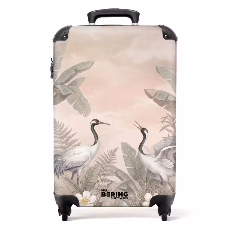 Koffer - Kraniche – Natur – Rosa - Kraanvogels - Natuur - Roze NBS - Handbagage koffer - Volwassenen Unisex middel