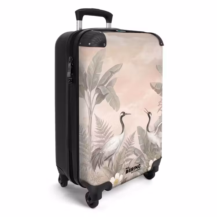 Koffer - Kraniche – Natur – Rosa - Kraanvogels - Natuur - Roze NBS - Handbagage koffer - Volwassenen Unisex middel