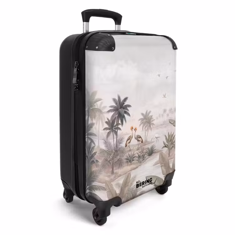Koffer - Kraniche – Palmen – Tropisch - Kraanvogels - Palmbomen - Tropisch NBS - Handbagage koffer - Volwassenen Unisex middel
