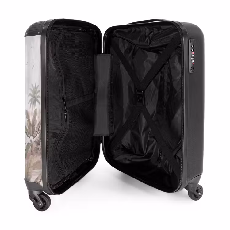 Koffer - Kraniche – Palmen – Tropisch - Kraanvogels - Palmbomen - Tropisch NBS - Handbagage koffer - Volwassenen Unisex middel