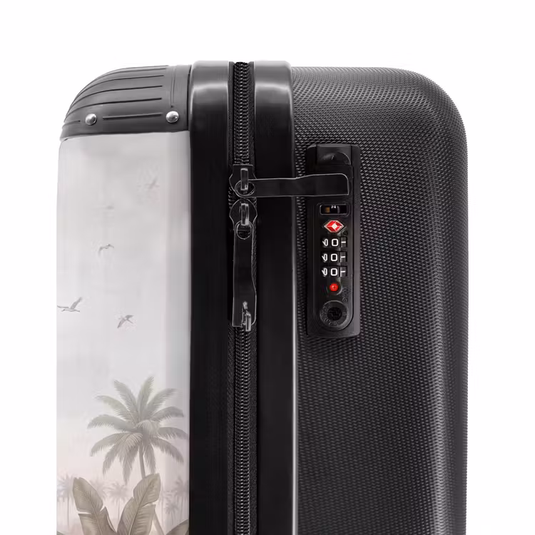 Koffer - Kraniche – Palmen – Tropisch - Kraanvogels - Palmbomen - Tropisch NBS - Handbagage koffer - Volwassenen Unisex middel