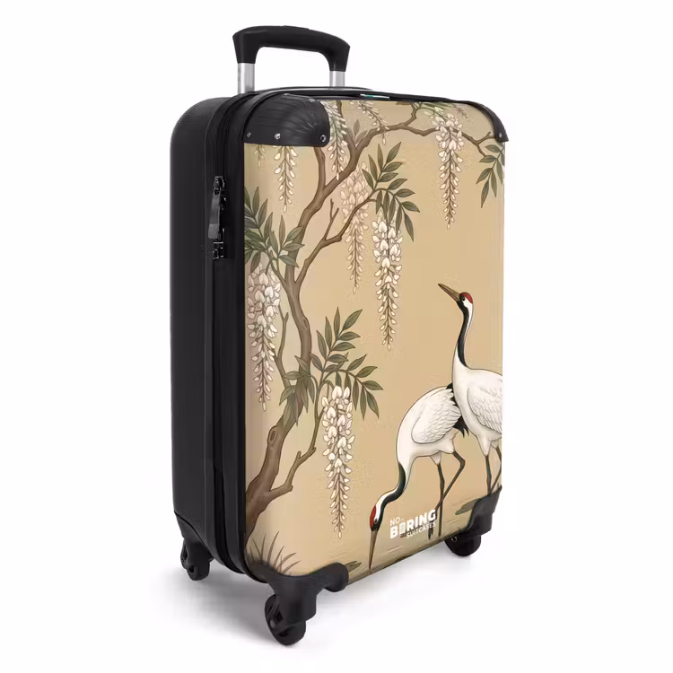Koffer - Kraniche – Wasser – Beige - Kraanvogels - Water - Beige NBS - Handbagage koffer - Volwassenen Unisex middel